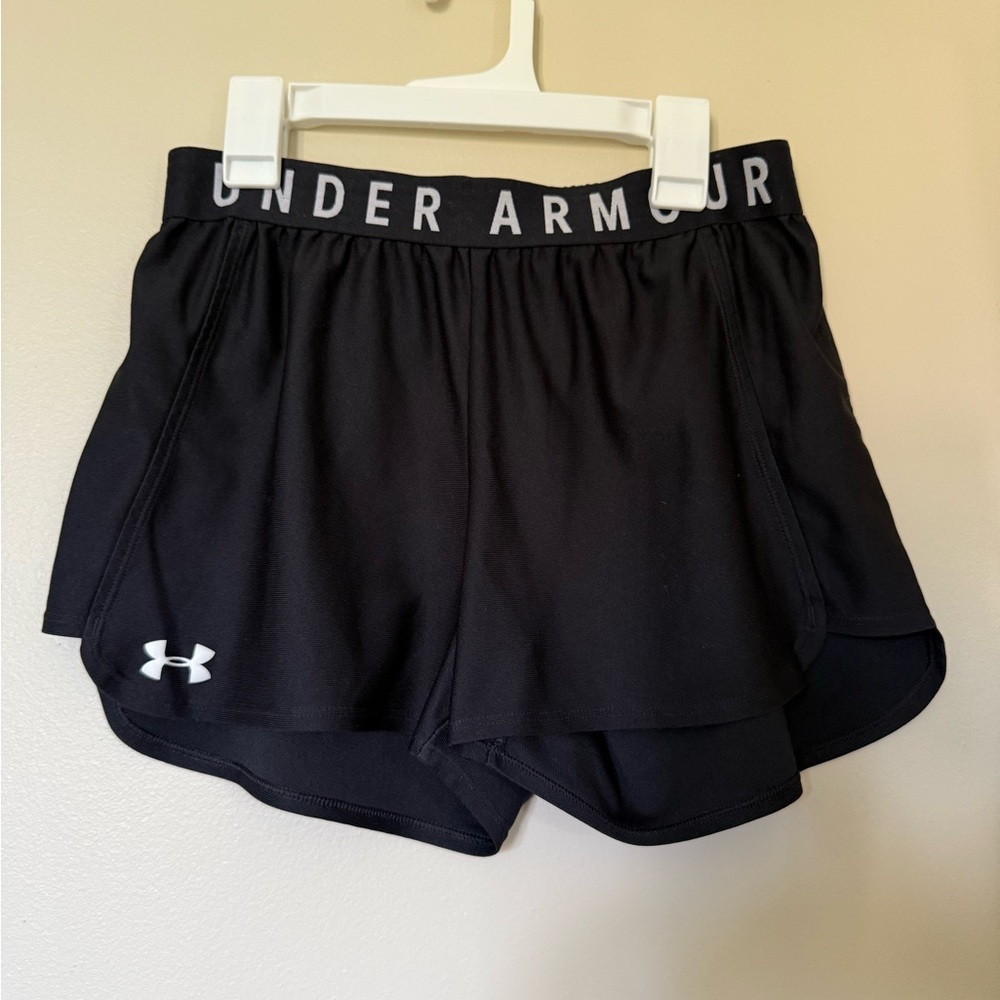Under Armour Black Athletic Running Shorts with Built-In Liner